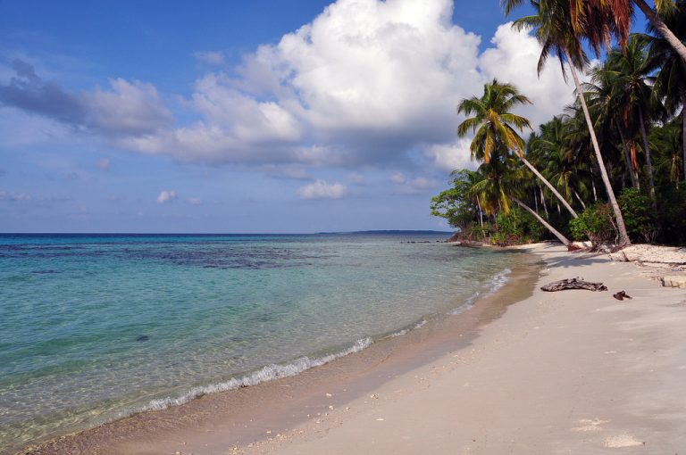 Batu Topeng Beach in Karimunjawa, known for its large rock formations